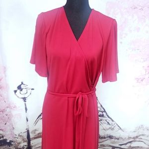 H&M Red Wrap Dress Off the Shoulder